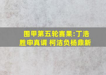 围甲第五轮赛果:丁浩胜申真谞 柯洁负杨鼎新